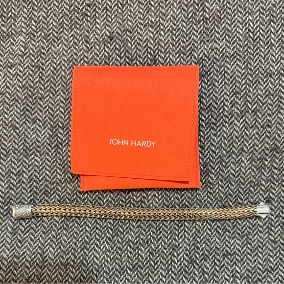 John Hardy Bronze and Silver Woven Bracelet with Brown Diamonds - Picture 3 of 6